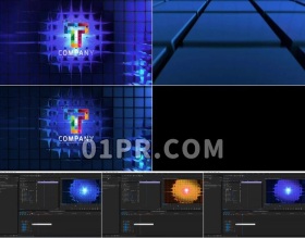 Pr模板科技立方体WALLLOGO展示