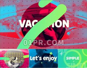 Pr模板片头 13张32秒艳丽夏日时尚快速动感双色旅游 Pr片头模板
