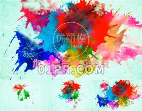 Pr模板logo 彩色油墨水墨散开晕染logo演绎