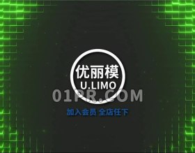Pr标志模板 炫光旋转方块标志logo演绎 Pr模板logo