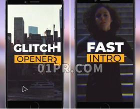 Pr模版片头 竖屏现代故障扭曲双色 Vertical Glitch Opener Pr素