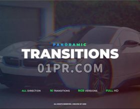 Pr转场模板 16组RGB全景平移快速无缝转场过渡效果 Pr素材