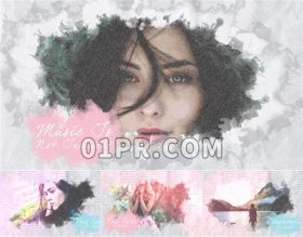 Pr油墨素描相册模板 水墨水彩涂料