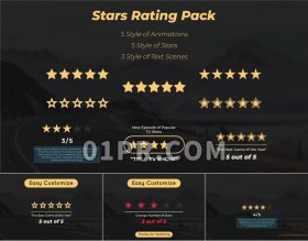 Pr图形预设 5组4K星星动画评价评级评分等级 Pr素材