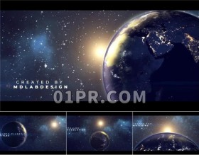 Pr地球行星片头模板 52秒耀斑空间宇宙星系星球标题 Pr模板片头