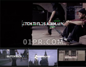 Pr数字故障字幕模板 12组信号干扰扭曲动画文字标题 Pr模板字幕