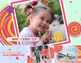 Pr卡通儿童相册模板 42秒宝宝满月生日六一成长纪念Pr电子相册模