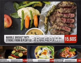 Pr模板素材 12张57秒菜单食物食品美食餐厅价格幻灯片 Pr图文模板