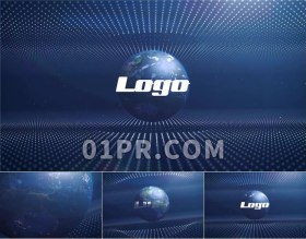 Pr3D地球Logo模板 三维空间抽象模板故障标志演绎 Pr模板Logo素材