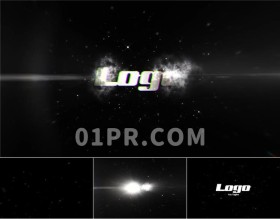 Pr爆炸空间Logo模板 黑暗抽象粒子标志演绎 Pr素材Logo