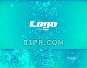 Pr水蓝气泡Logo模板 蓝色水粒子泡沫水下气泡标志演绎 Pr素材