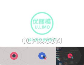 Pr旋转圆形Logo模板 圆形线条旋转动画图形标志演绎简约 Pr素材