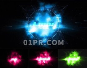 Pr闪烁灯光Logo模板  彩色闪光粒子抽象灯光标志演绎 Pr素材