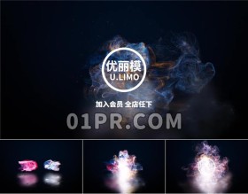 Pr粒子对冲Logo模板 多彩颗粒碰撞爆炸标志演绎 Pr素材