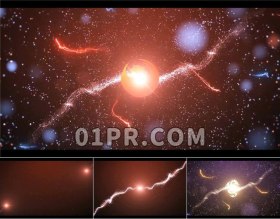 Pr流星撞击Logo模板 粒子轨迹碰撞爆炸耀斑标志演绎 Pr素材