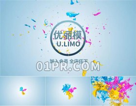 Pr油漆飞溅Logo模板 3D彩色液体标志演绎Logo Pr素材