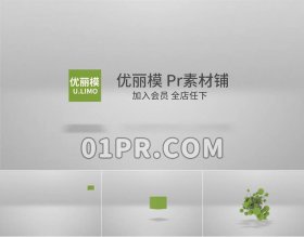 Pr绿色立方体Logo模板 3D三维数据集变形标志演绎 Pr素材