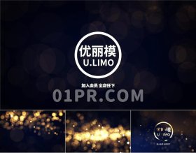 Pr光辉粒子Logo模板 闪烁辉光奢华金色标志演绎Logo Pr素材