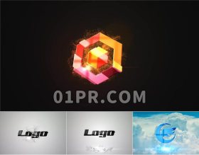 Pr玻璃炫光Logo模板 震撼爆炸粒子标志演绎Logo Pr素材