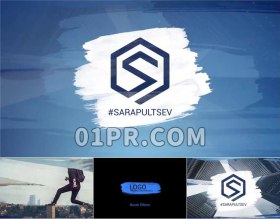 Pr笔刷图片Logo模板 油漆水彩照片标志演绎Logo Pr素材