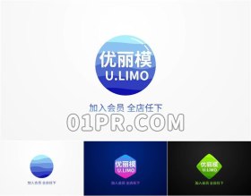 Pr水流元素Logo模板 简约圆形正方形六角形标志演绎Logo Pr素材