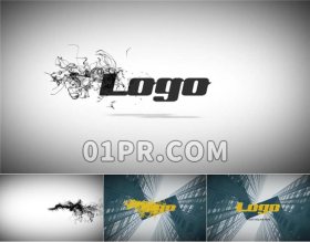 Pr水墨轨迹Logo模板 油墨流动墨流标志演绎Logo Pr素材