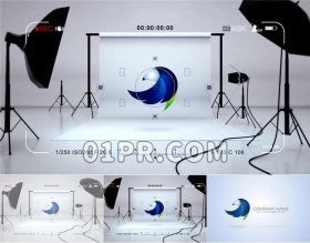 Pr拍摄动画Logo模板 相机摄影工作室模拟标志演绎 Pr模板Logo