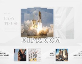 Pr简约方形幻灯片模板 70秒简洁现代动态线条过渡 Pr模板