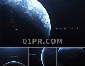 Pr宇宙行星图形模板 大气恢宏地球空间科学电影标题字幕 Pr模板片