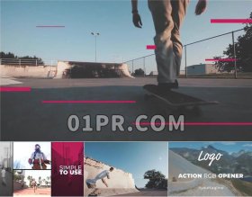 PrRGB体育片头模板 38图50秒快速活力动感故障运动介绍 Pr模板片