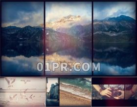 Pr简约平静幻灯片模板 17层92秒缓慢优雅辉光方形 Pr模板素材