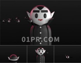 Pr万圣节卡通标志模板 3D动画吸血鬼片头logo Pr素材