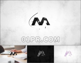 Pr简约绘图Logo模板 现代时尚动画线条素描标志演绎 Pr模板Logo