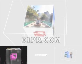 Pr立方体搜索Logo模板 3D三维优雅关键词搜索动画标志演绎 Pr模板