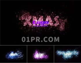 Pr圣诞节Logo模板 6组闪光多彩粒子动画标志演绎 Pr素材模板
