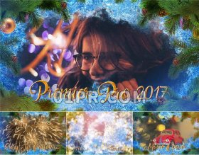 Pr圣诞节幻灯片模板 17张78秒恢宏视差雪花过渡 Pr电子相册模板