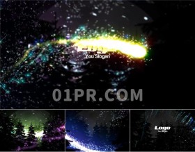 Pr圣诞森林Logo模板 圣诞节魔法粒子标志演绎 Pr素材Pr模板