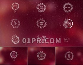 Pr圣诞节花环字幕预设mogrt 10组庆祝新年花圈动画文字Pr字幕预设