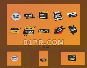 Pr促销活动字幕预设mogrt 10组黑色星期五动画折扣标签标题Pr素材