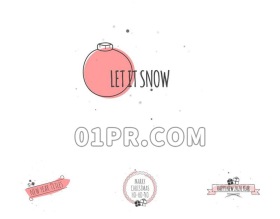 Pr圣诞节手绘字幕模板 有趣落雪新年卡通动画文字标题 Pr字幕模板