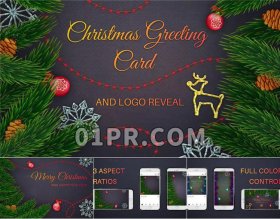 Pr圣诞贺卡Logo模板 竖屏方屏封面动画Logo Pr片头模板 Pr素材