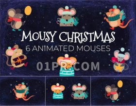 Pr手绘新年生肖鼠模板 有趣可爱圣诞节2020鼠年吉祥动画 Pr素材