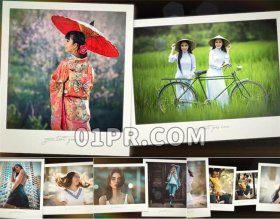 Pr模板相册 32张98秒正方形双图简约滑动纪念照片 Pr电子相册模板
