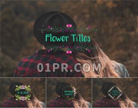 Pr字幕模板 浪漫爱情婚礼彩色鲜花动画文字标题 Pr素材