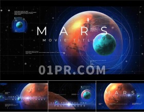Pr模板片头 35秒星球宇宙太空空间火星电影标题耀斑文字 Pr模板片