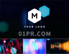 Pr模板Logo 七彩光效灯光炫光标志揭晓演绎 Pr素材