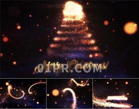 Pr模板Logo 28秒黄金粒子轨迹圣诞节日新年愿望 Pr素材