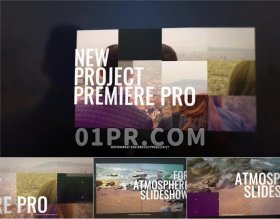 Pr模板片头 8张34秒马赛克滑块滑动穿越飞行幻灯片 Pr素材Pr片头