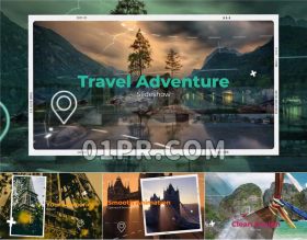 Pr模板片头 8张40秒视差相框旅行旅游自然幻灯片 Pr片头模板