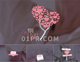 Pr字幕模板 10组浪漫爱心情人节爱情婚礼动画文字标题 Pr素材